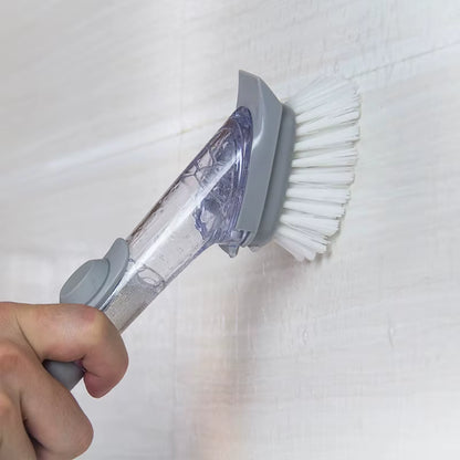 Kitchen Cleaning Brush with Dishwashing Sponge 2 in 1 Long Handle Dish Washing Brush Household Cleaning Tools